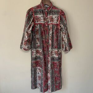 Vintage Models Coat Duster Lounge Pearl Snap Cottagecore Boho Paisley Size 12